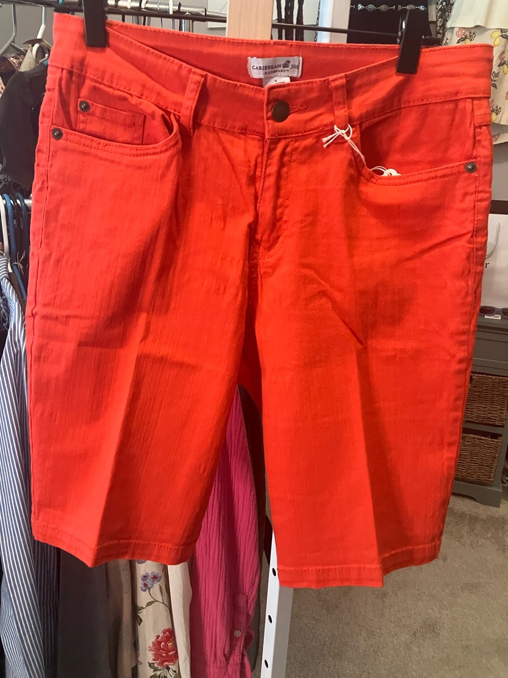 Caribbean Joe Women's Bright Orange-Red Bermuda Shorts